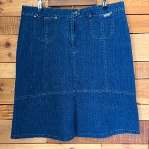 Woolrich Denim Jean Skirt Women's 18 Midi Paneled A-Line Boho Western Festival